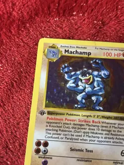 Pokemon Machamp 1st Edition Shadowless Holo Rare 8/102 Played - Image 3