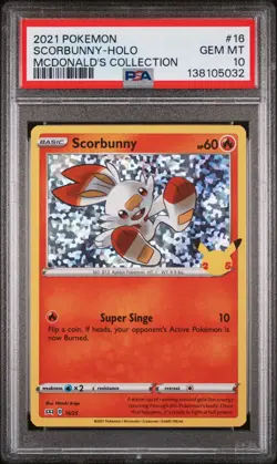 2021 POKEMON MCDONALD'S COLLECTION #16 SCORBUNNY-HOLO PSA 10 - Image 1