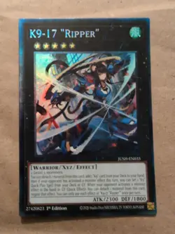 Yugioh K9-17 “Ripper” JUSH-EN035 Collector's Rare 1st Edition NM - Image 1