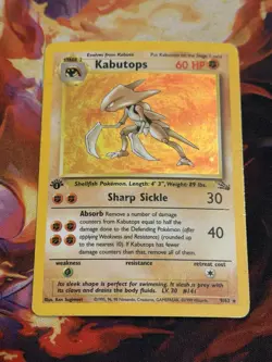 Kabutops 9/62 1st Edition Holo Rare Fossil Pokemon TCG Card - Image 1