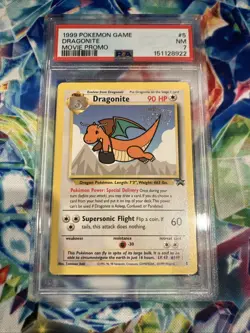 Dragonite 5 1999 WB Movie Black Star Promo Card, WOTC Nintendo Pokemon Psa 7 - Image 1