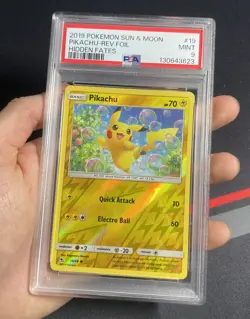 Pokemon Card - Pikachu Reverse Holo 19/68 Sun & Moon Hidden Fates - PSA 9 - Image 1