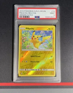 Pokemon Card - Pikachu Reverse Holo 19/68 Sun & Moon Hidden Fates - PSA 9 - Image 2