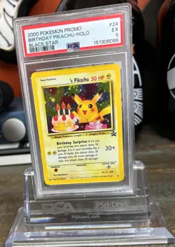 2000 Pokemon Black Star Promo Happy Birthday Pikachu #24 - PSA 5 - Image 1