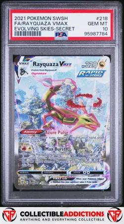 2021 Pokemon Sword & Shield Evolving Skies #218 Rayquaza Vmax PSA 10 Gem mint - Image 1