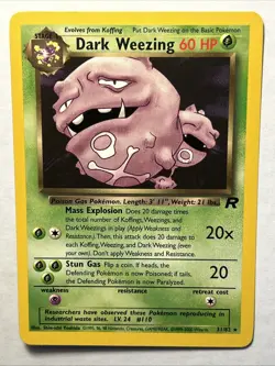 Dark Weezing 31/82 Team Rocket Pokemon TCG Vintage Non Holo Rare Card NEAR MINT - Image 1
