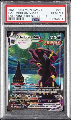 2021 POKEMON SWORD & SHIELD EVOLVING SKIES SECRET FULL ART/UMBREON VMAX PSA 10 - Image 1