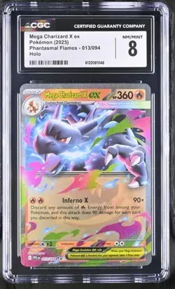 Mega Charizard X EX *CGC 8* Holo Rare *Phantasmal Flames* #13 *2025* Pokemon - Image 1