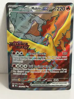 Team Rocket’s Moltres Ex 208/182 - Destined Rivals Pokemon Full Art - NM STAMPED - Image 4
