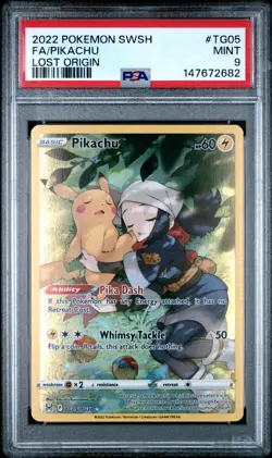 2022 Pokemon Sword & Shield Lost Origin #TG05 PIKACHU Trainer Gallery - PSA 9 - Image 1