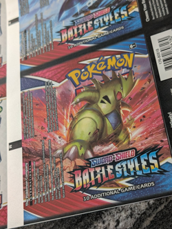 UNCUT Battle Styles Booster Pack wrapper Tyranitar Foil Sheet Pokemon 2021 - Image 2