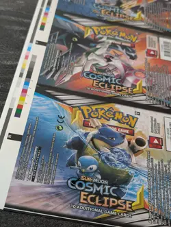 UNCUT Cosmic Eclipse Booster Pack Wrapper 2019 Pokemon Foil Sheet - Image 2