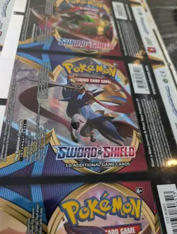 UNCUT Sword & Shield Base Set Booster Pack Wrapper Foil Sheet Pokemon - Image 3
