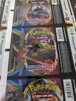 UNCUT Sword & Shield Base Set Booster Pack Wrapper Foil Sheet Pokemon - Image 4