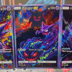 3 card Set Pokemon Gengar Evolution Set ACG Custom Made FanArt Holo With Texture - Image 3