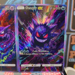 3 card Set Pokemon Gengar Evolution Set ACG Custom Made FanArt Holo With Texture - Image 4