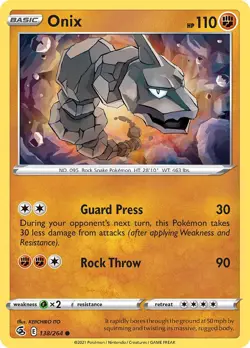 Onix 138/264 Swsh08: Fusion Strike Regular NM-Mint Pokemon Card TCG - Image 1