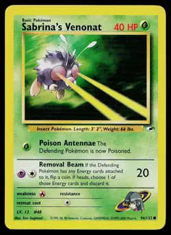Pokemon Card Gym Heroes Sabrina's Venonat 96/132 Unlimited Common - Image 1