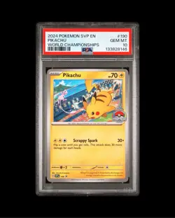 Pokemon SVP 190 - Stamped 2024 World Championships Promo Pikachu - PSA 10 - Image 1
