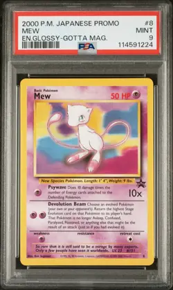 Mew 2000 P.M. Japanese Promo Glossy Gotta Mag. #8 PSA 9 LOW POP Pokemon - Image 1