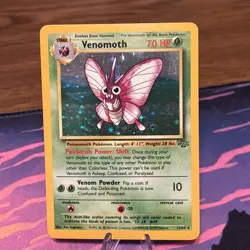 Pokemon TCG Card ~ VENOMOTH ~ 13/64 ~ Jungle Set ~ Unlimited ~ Holo Rare - Image 1