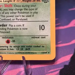 Pokemon TCG Card ~ VENOMOTH ~ 13/64 ~ Jungle Set ~ Unlimited ~ Holo Rare - Image 3