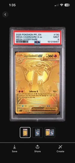 2025 Pokemon EN Mega Charizard X ex Hyper Rare 130/094 PSA 9 - Image 1