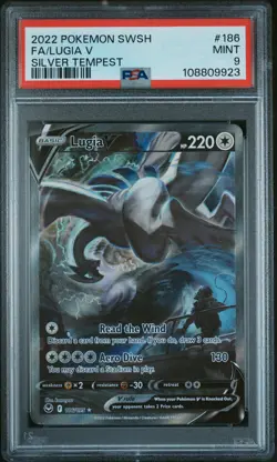 2022 POKEMON SWORD & SHIELD SILVER TEMPEST #186 FULL ART/LUGIA V PSA 9 - Image 1