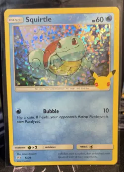 McDonalds TEAL Squirtle Holo ERROR MISPRINT Pokemon Card 25thAnniversary Pikachu - Image 2
