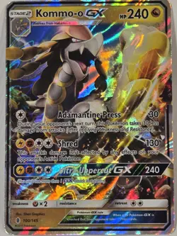 Kommo-o GX 100/145 NM SM Guardians Rising Ultra Rare Pokemon Full Art - Image 1