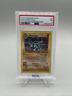 Pokemon TCG Base Set Machamp 1st Edition Shadowless Holo PSA 1 #8/102 - Image 1