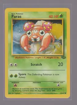 PARAS 59/64 COMMON JUNGLE POKEMON UNLIMITED LIGHTLY PLAYED - Image 1