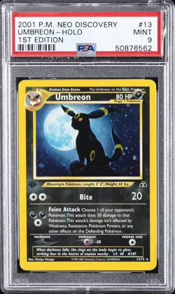 2001 POKEMON NEO DISCOVERY 1ST EDITION #13 UMBREON-HOLO PSA 9 - Image 1