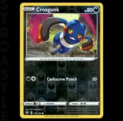 Croagunk 109/195 Silver Tempest- Reverse Holo Common - Pokémon Card TCG - Image 1