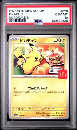 2025 POKEMON JAPANESE M-P PROMO MCDONALD'S #020 PIKACHU PSA 10 - Image 1