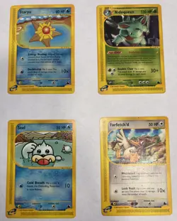 Pokemon 2003 Lot Of 4 E Reader Non-Holo Farfetchd Staryu Nidoqueen Seel - Image 1