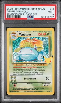 2021 POKEMON CELEBRATIONS CLASSIC COLL #15 VENUSAUR-HOLO PSA 9 - Image 1