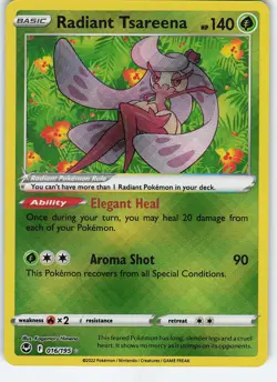 Radiant Tsareena 016/195 Radiant Rare Holo SWSH12: Silver Tempest NM Pokemon - Image 1