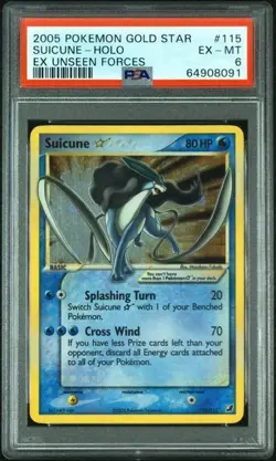 Pokemon EX Unseen Forces 115/115 Suicune Gold Star PSA 6 - Image 1