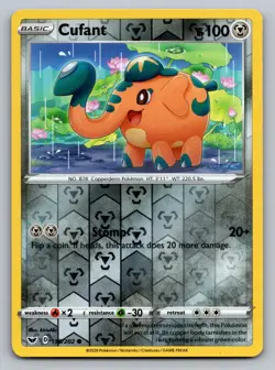 Cufant 136/202 Common Sword & Shield Pokemon Reverse Holo Lightly Played - Image 1