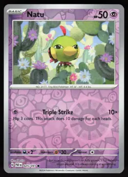 Natu 025/091 Common Paldean Fates Pokemon Reverse Holo Near Mint - Image 1