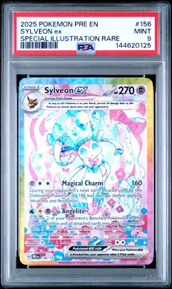 2025 Pokemon Prismatic Evolutions Sylveon EX 156/131 Special Illustration PSA 9 - Image 1