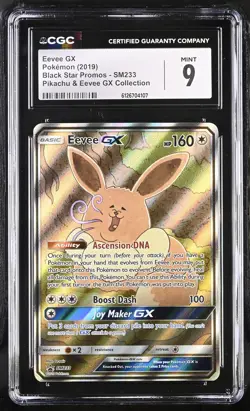 CGC 9 MINT Eevee GX 2019 Black Star Promos SM233 Pokemon Card - Image 1
