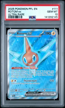 2025 Pokemon Pfl En-Phantasmal Flames #111 Rotom Ex Ultra Rare PSA 10 - Image 1