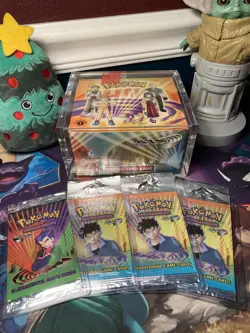 Pokemon 1st Edition Gym Heroes Booster Box (Empty) WOTC + 4 Empty Packs + Case - Image 1