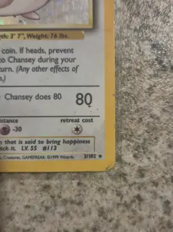 Chansey 3/102 HOLO original 1999 WOTC Pokemon TCG base set unlimited rare - Image 4