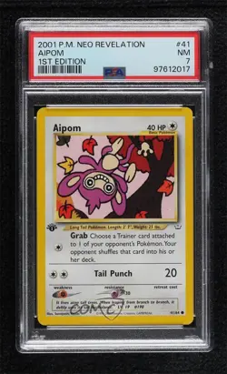Aipom 1st Ed. Pokemon Neo Revelation PSA 7 2001 - Image 1