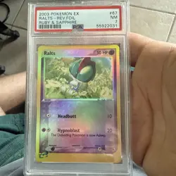 2003 Pokemon Ruby & Sapphire Ralts Reverse Foil 67/109 PSA 7 - Image 1