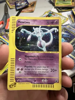 HUGE SWIRL 2002 Expedition Mewtwo Holo Foil Rare 13/165 E-Reader Series Pokemon - Image 3
