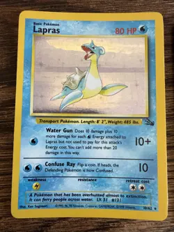 Lot 3 Fossil Pokemon Holo: Lapras 10/62 Kabutops 9/62 Hitmonlee 7/62 (GOOD / MP) - Image 2